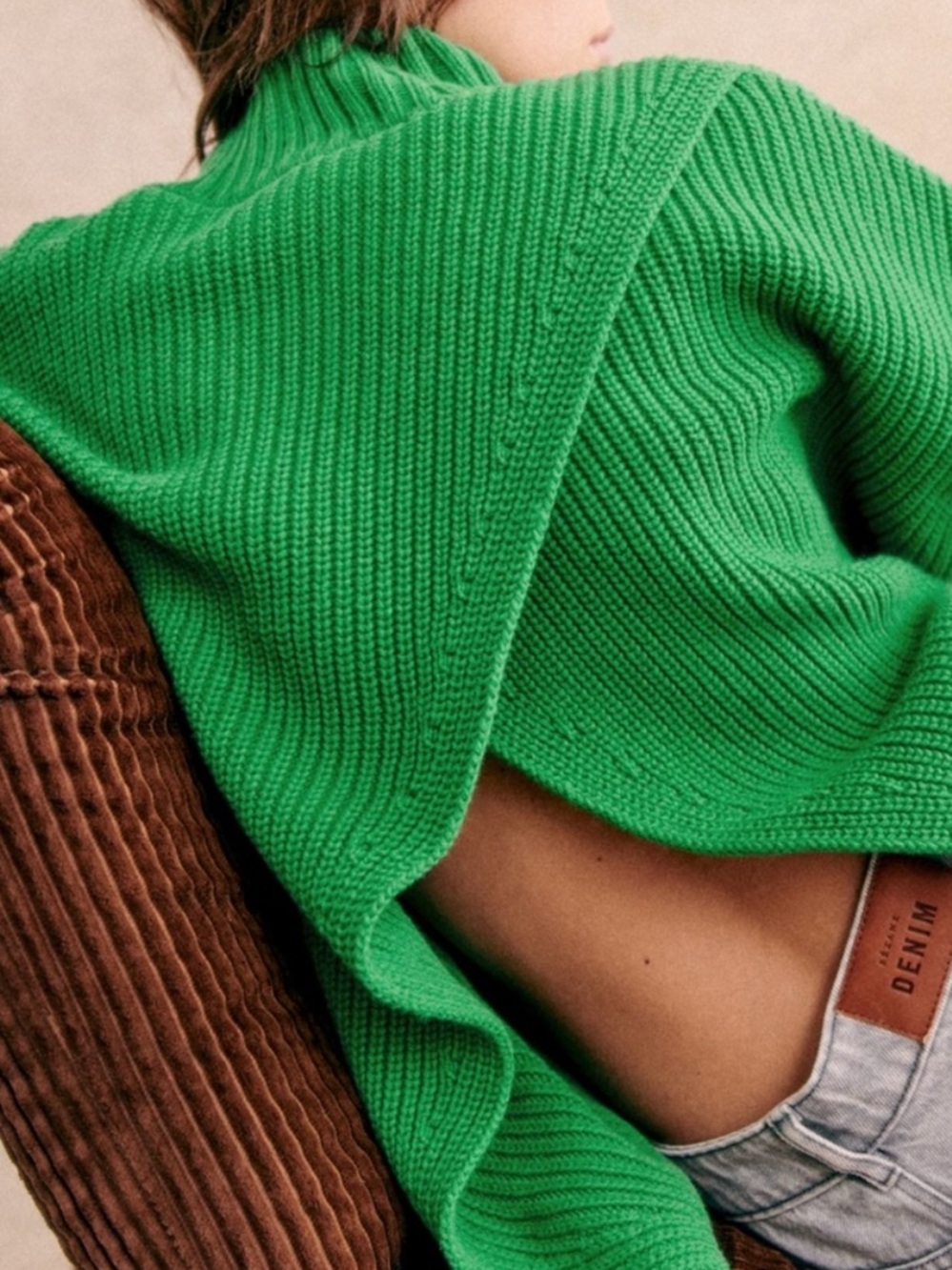 SEZANE Emilia Jumper in Bright Green Size Small